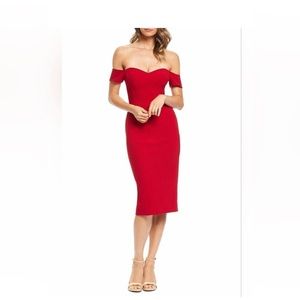 Dress The Population Bailey Form-Fitting Cold-Shoulder Dress Red Size Large.